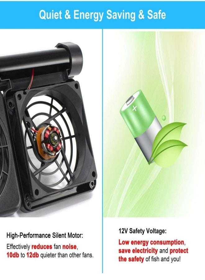 نظام مروحة تبريد حوض السمك VAYINATO® برأسين، مروحة تبريد قابلة لتعديل سرعتي الهواء، مبرد هواء بارد لحوض السمك، مبرد بمشبك قابل لتعديل الزاوية (أسود) من Petzlifeworld - Image 3